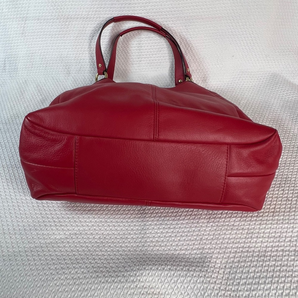 COACH Campbell Dark Red Leather Large Hobo Shoulder Bag Chunky Brass Buckle Y2K - Picture 5 of 16
